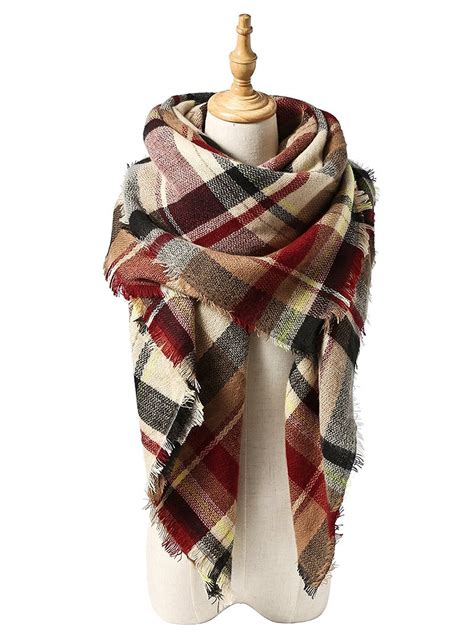 Oversized Plaid Scarf .